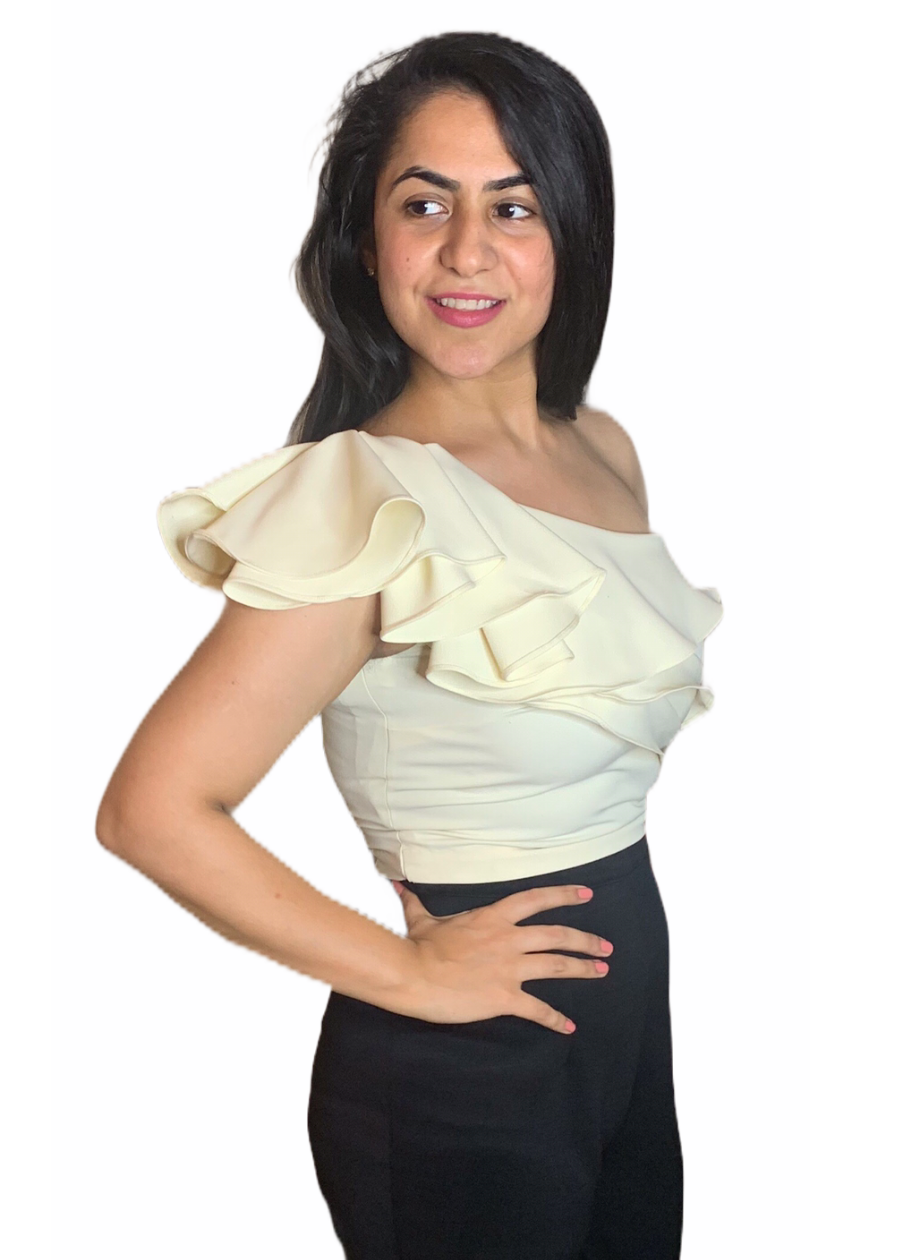 One Shoulder White Top