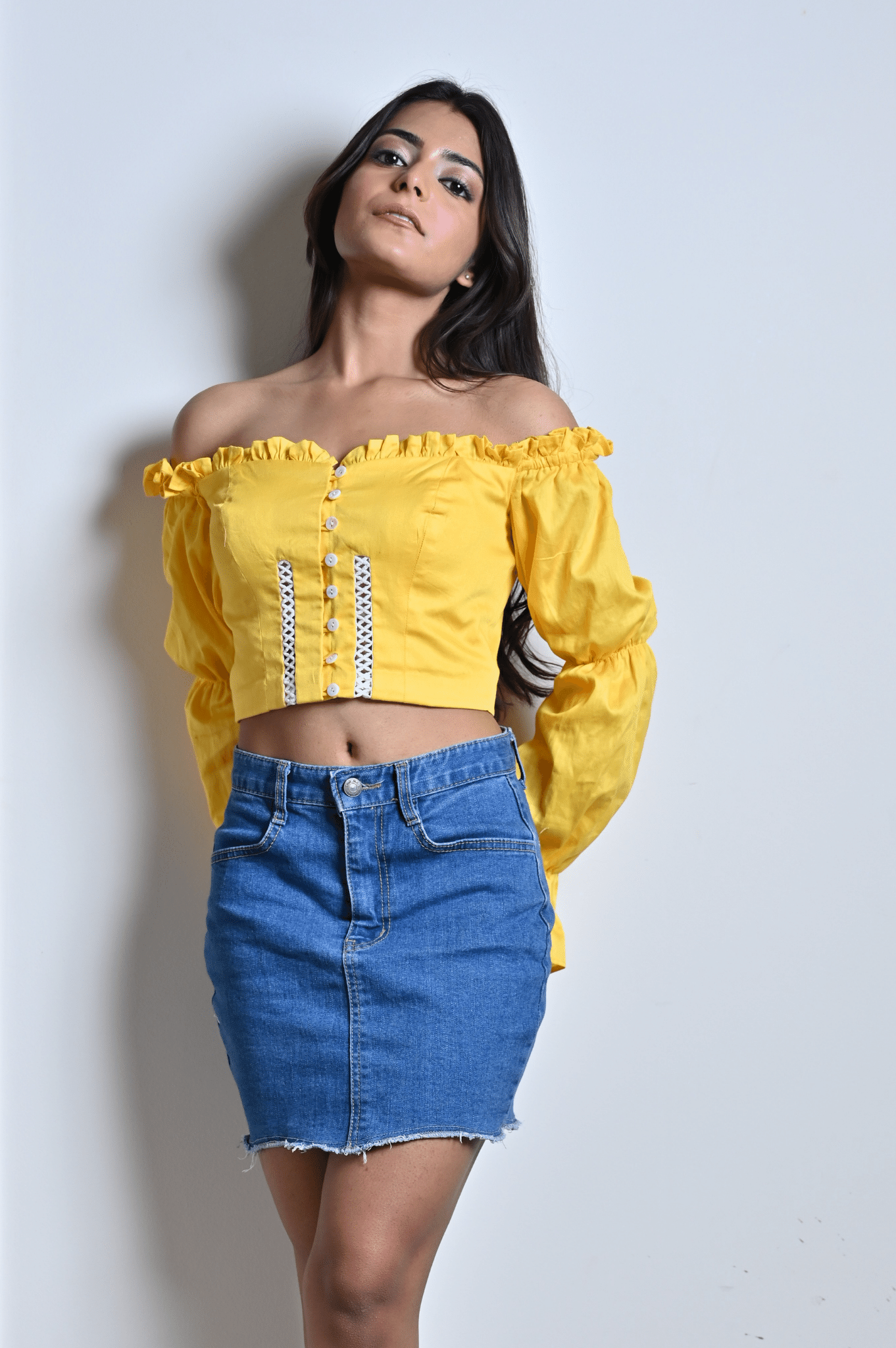 Yellow Lace Crop Top