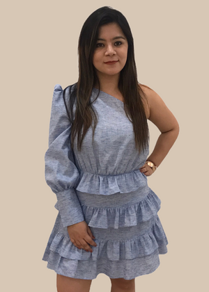 Frill One Shoulder Dress