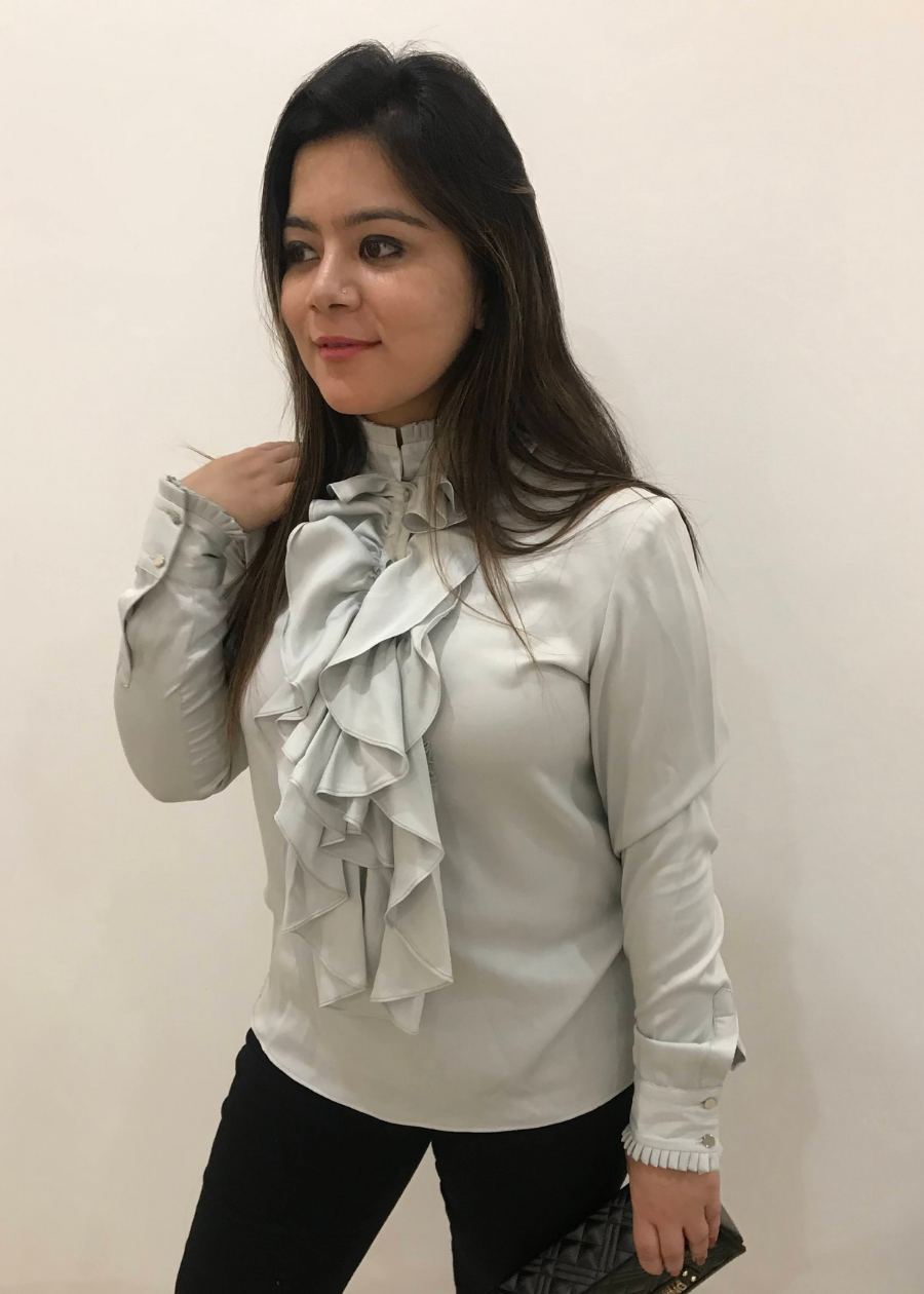 Ruffle Grey Top