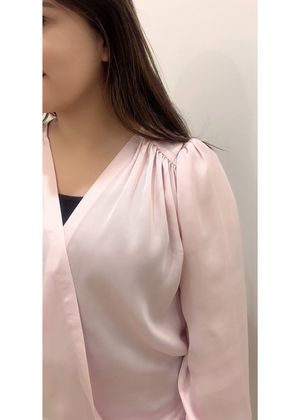 Satin Overlap Baby Pink Top
