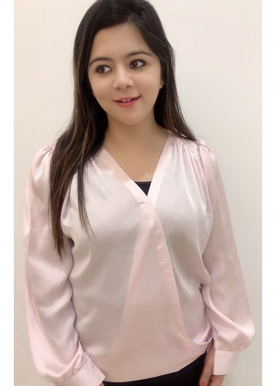 Satin Overlap Baby Pink Top
