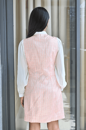 Pink white tye-able neck dress