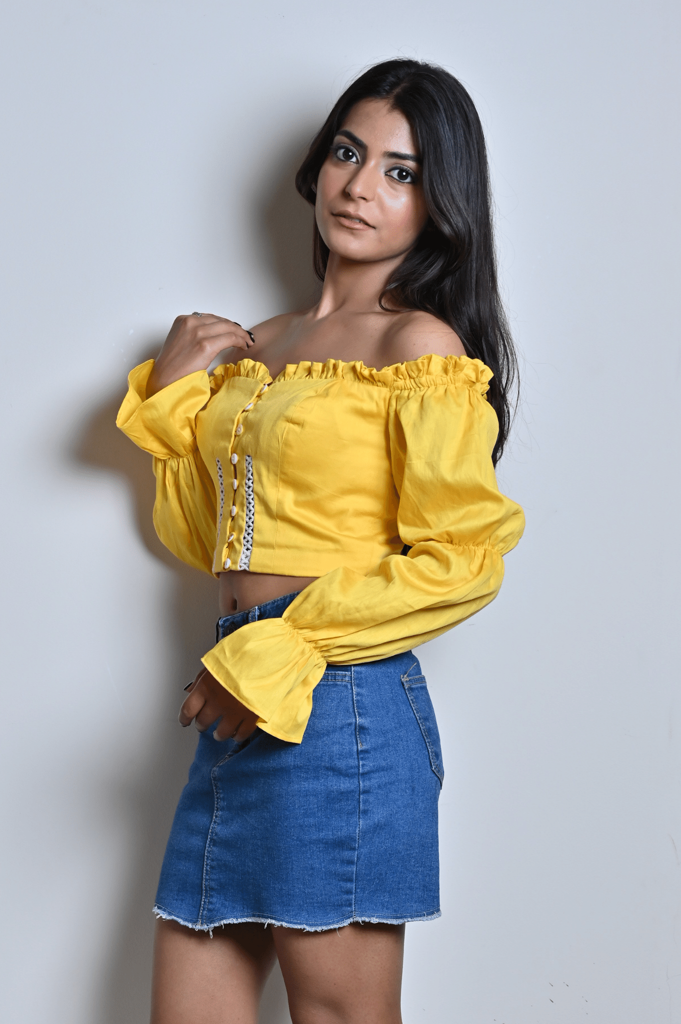 Yellow Lace Crop Top