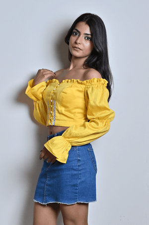 Yellow Lace Crop Top