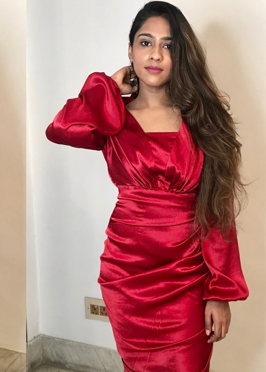Red Draped Dress