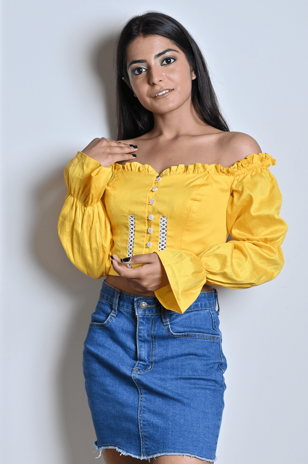 Yellow Lace Crop Top