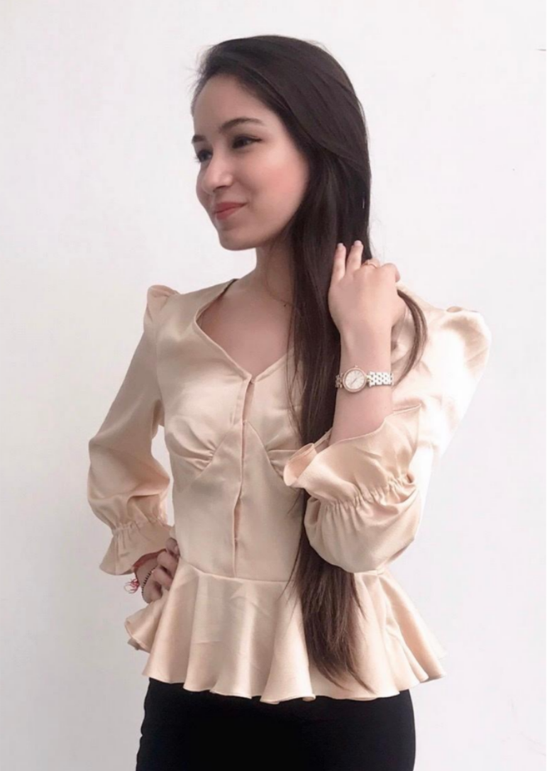 Nude Peplum Top