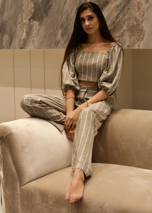 Lined Grey Coord Set