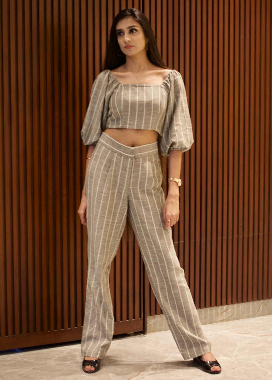 Lined Grey Coord Set