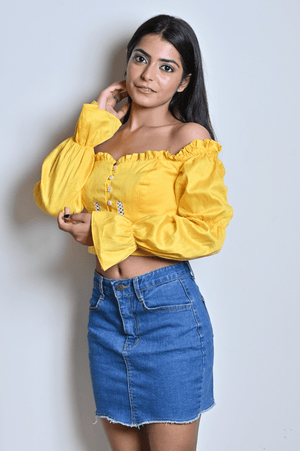 Yellow Lace Crop Top