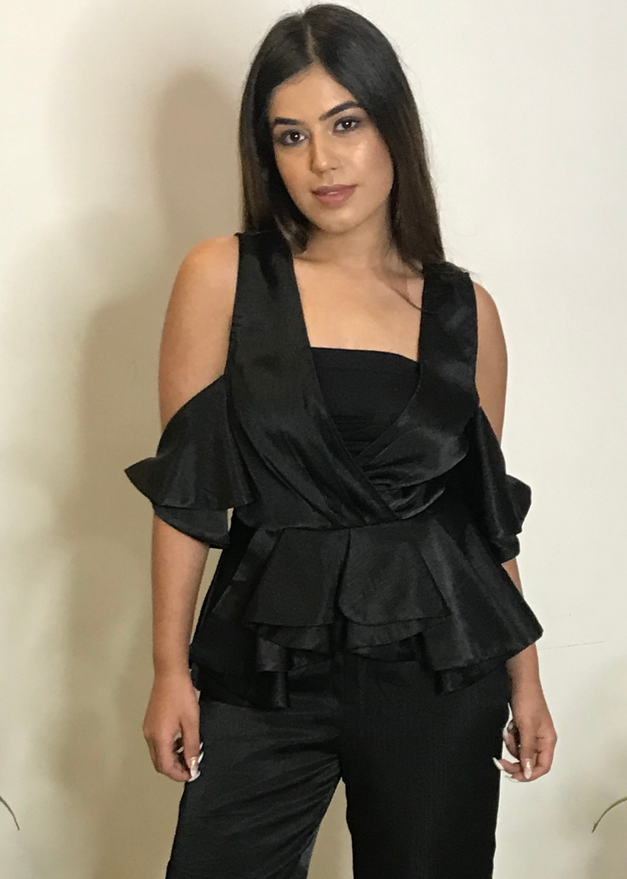Black Satin Coord Set