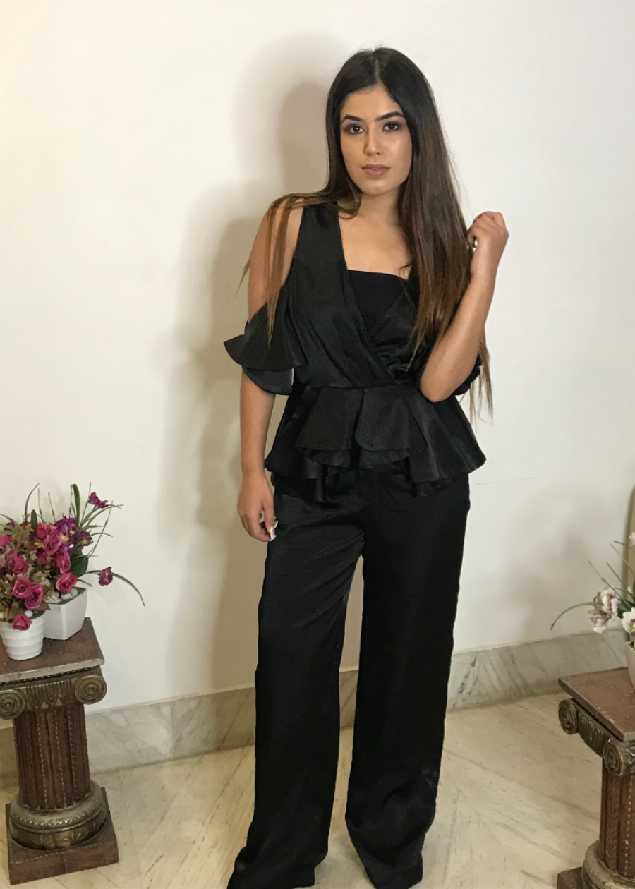 Black Satin Coord Set