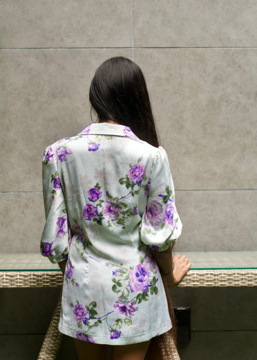 Printed Blazer Top