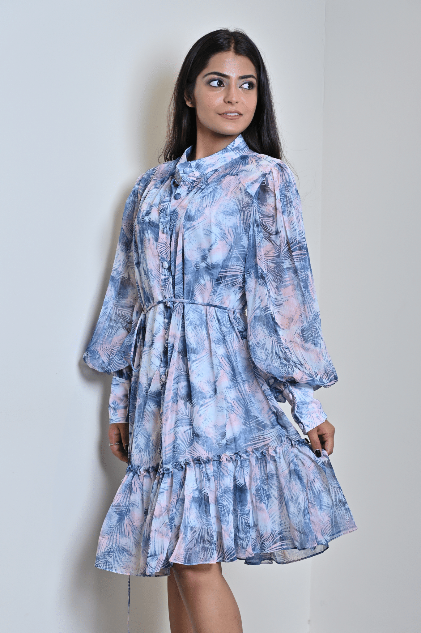 Sky Blue Printed Dress