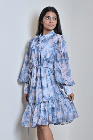Sky Blue Printed Dress