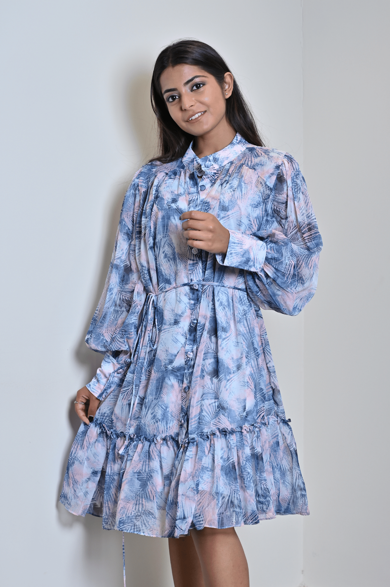 Sky Blue Printed Dress