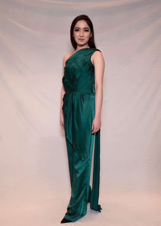 Draped Green Jumpsuit