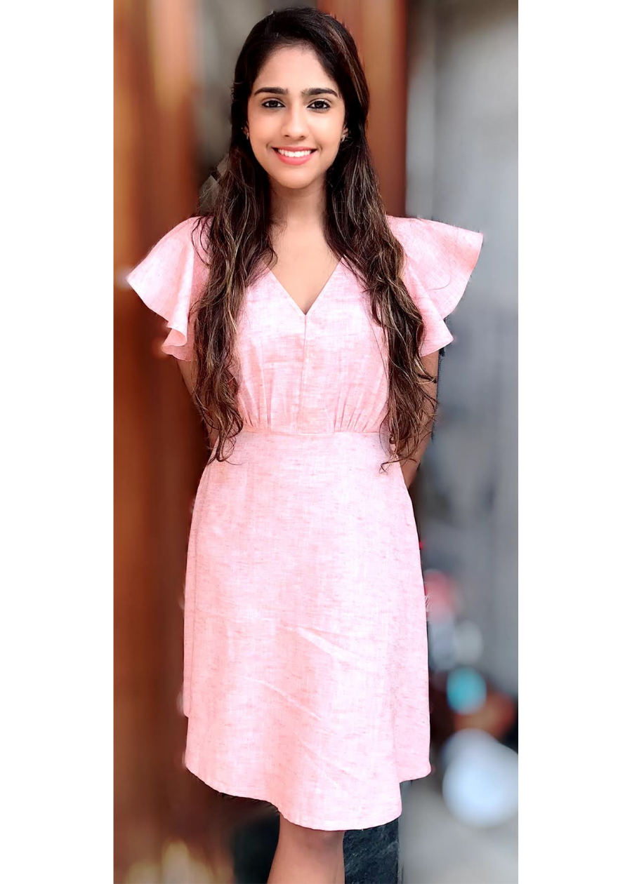 Pink Bell Sleeves Dress
