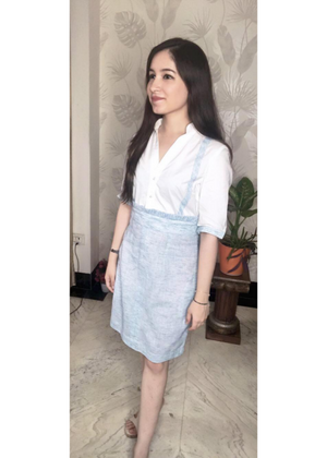 White and blue dress