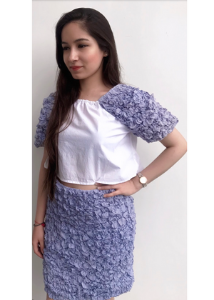 Crushed White & Purple Coord Set