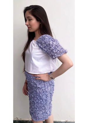 Crushed White & Purple Coord Set