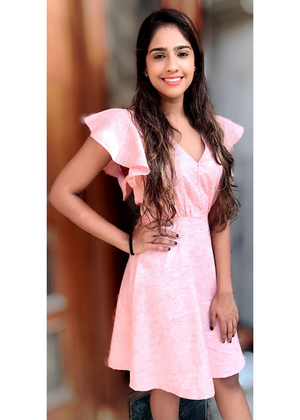 Pink Bell Sleeves Dress