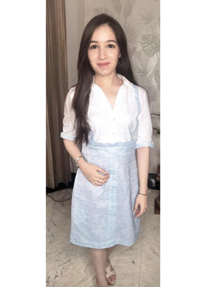 White and blue dress