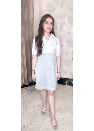 White and blue dress