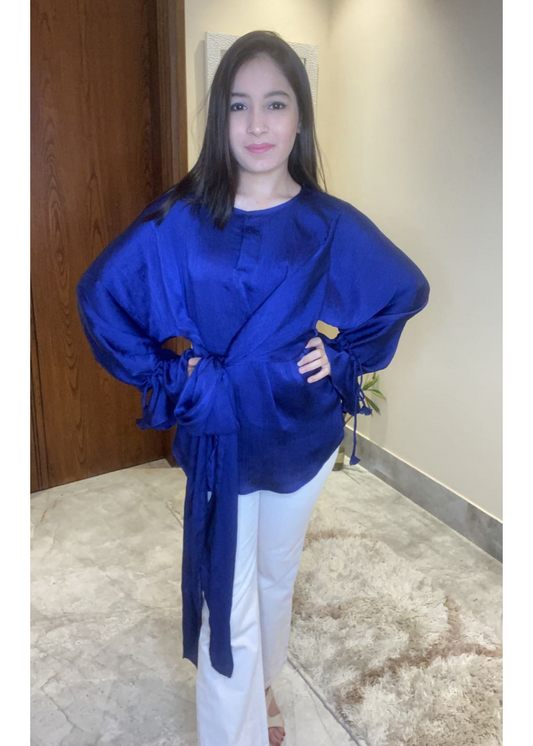 Blue Satin Top