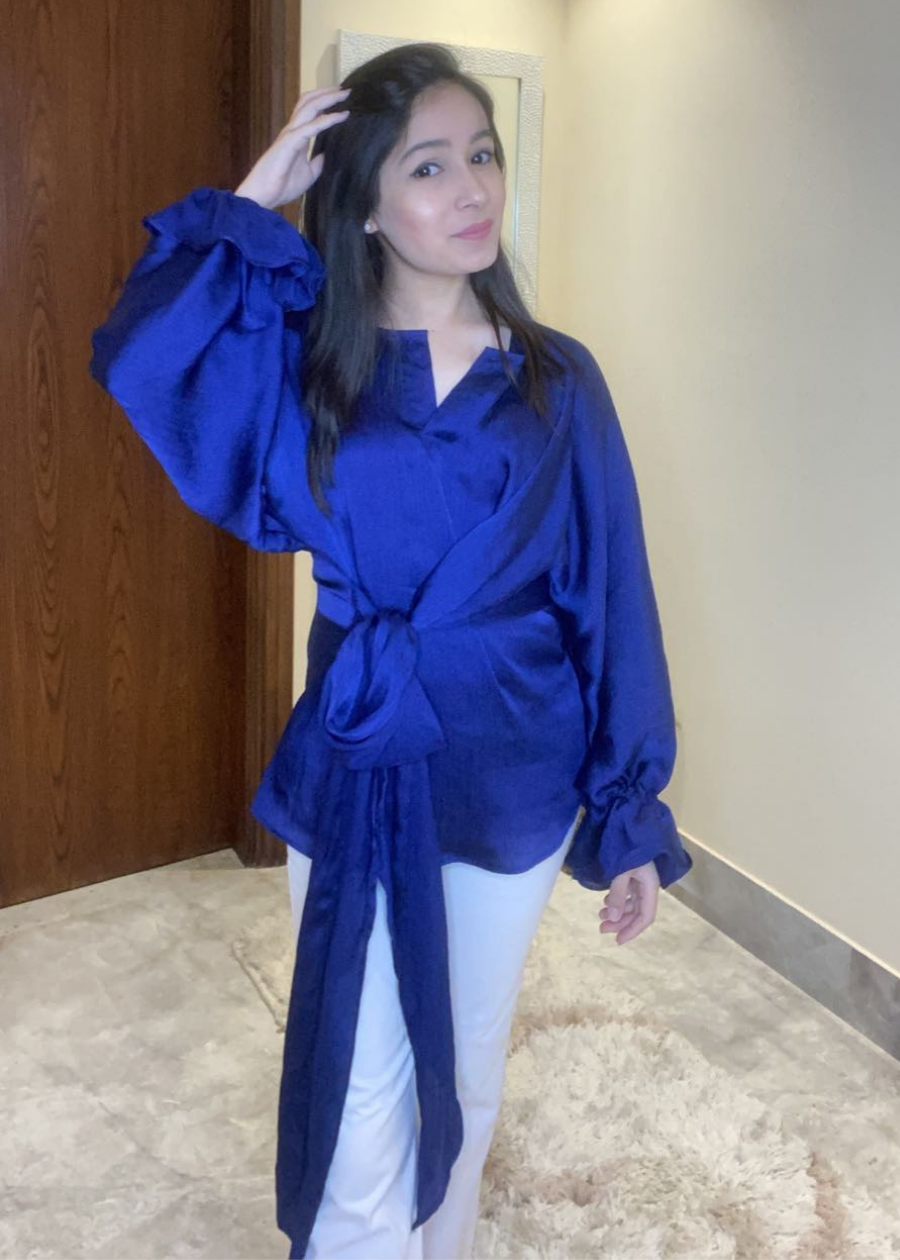 Blue Satin Top