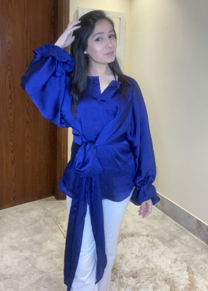 Blue Satin Top