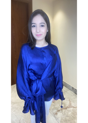 Blue Satin Top