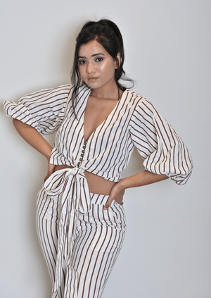 Brown Lines Coord Set