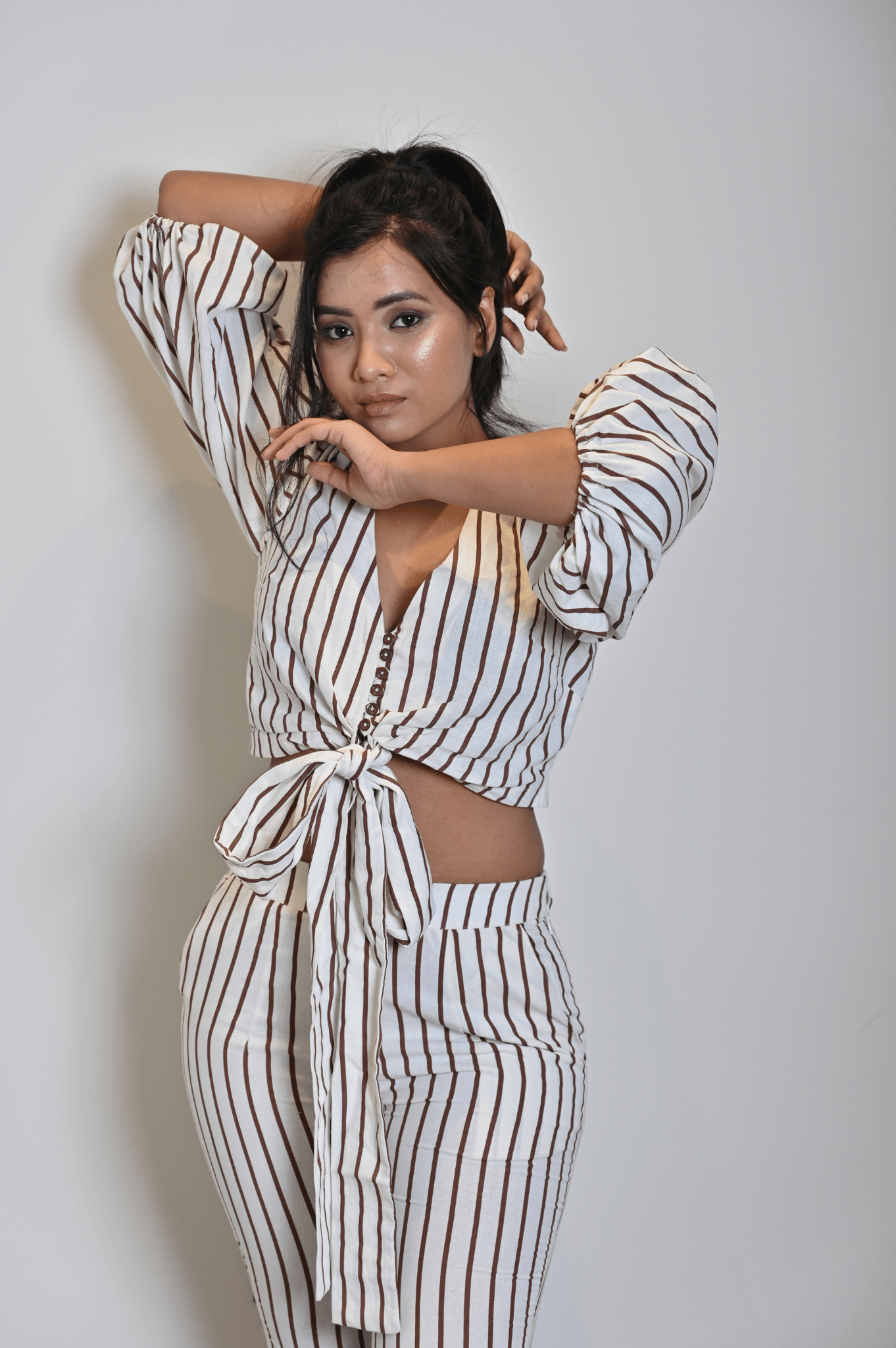 Brown Lines Coord Set