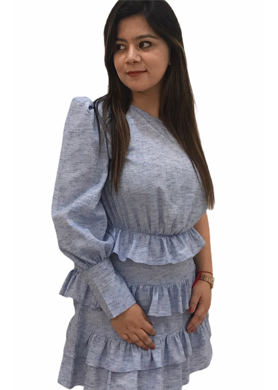Frill One Shoulder Dress
