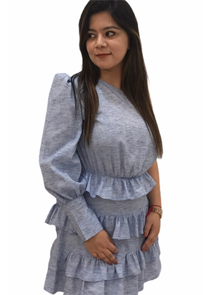 Frill One Shoulder Dress