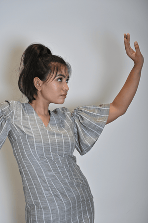 Grey White Lines Dress