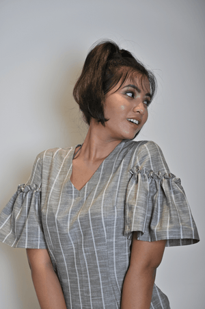 Grey White Lines Dress