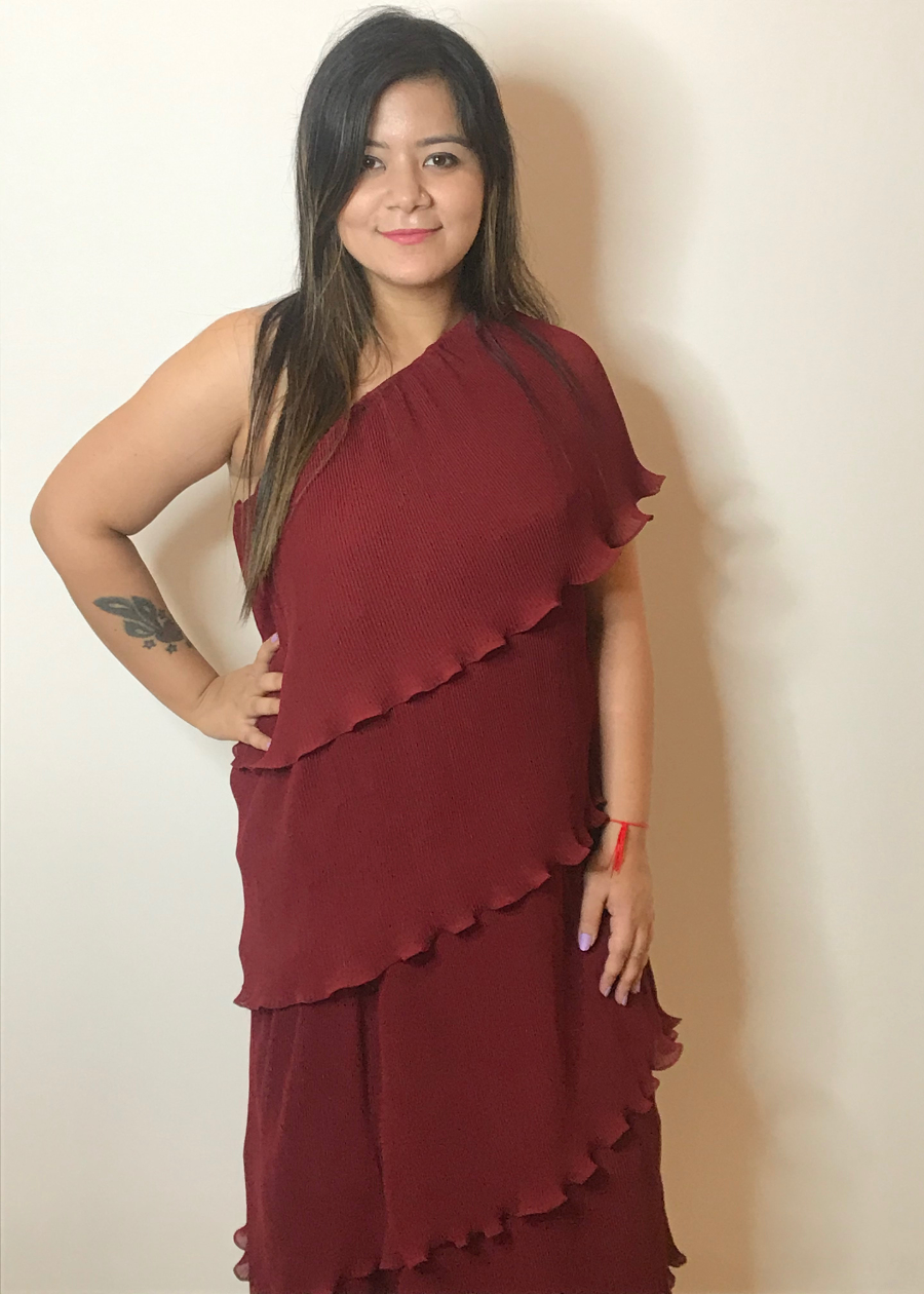 One Shoulder Pleated Maxi Dress