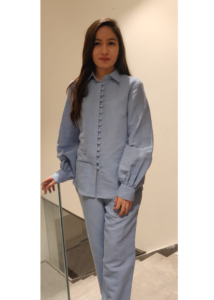 Buttoned Linen Coord Set