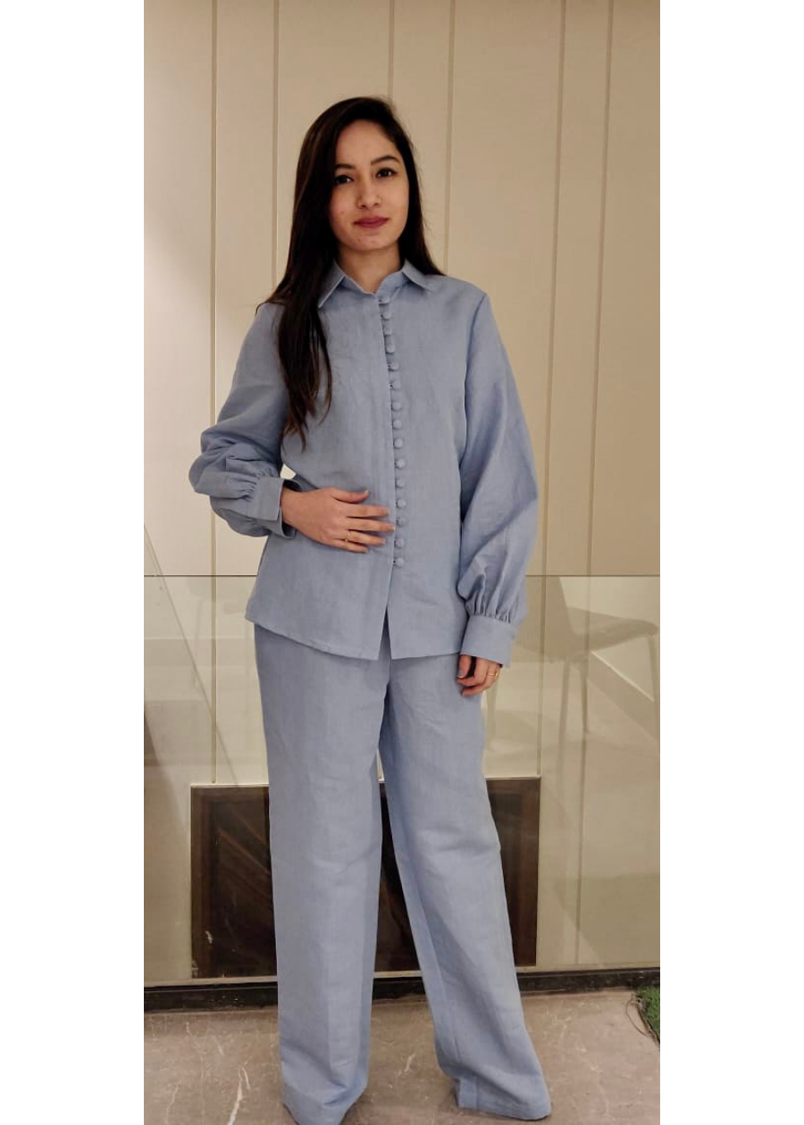 Buttoned Linen Coord Set
