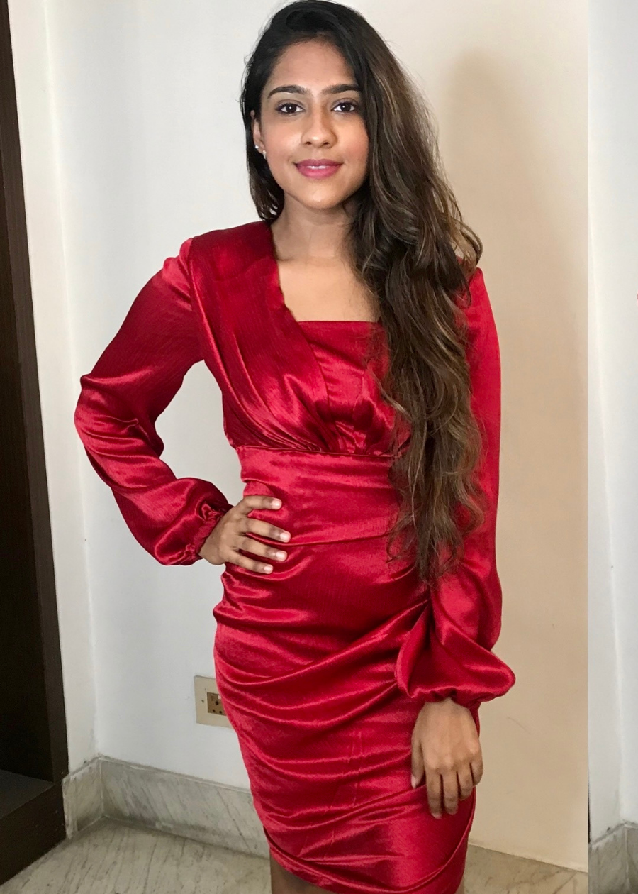 Red Draped Dress