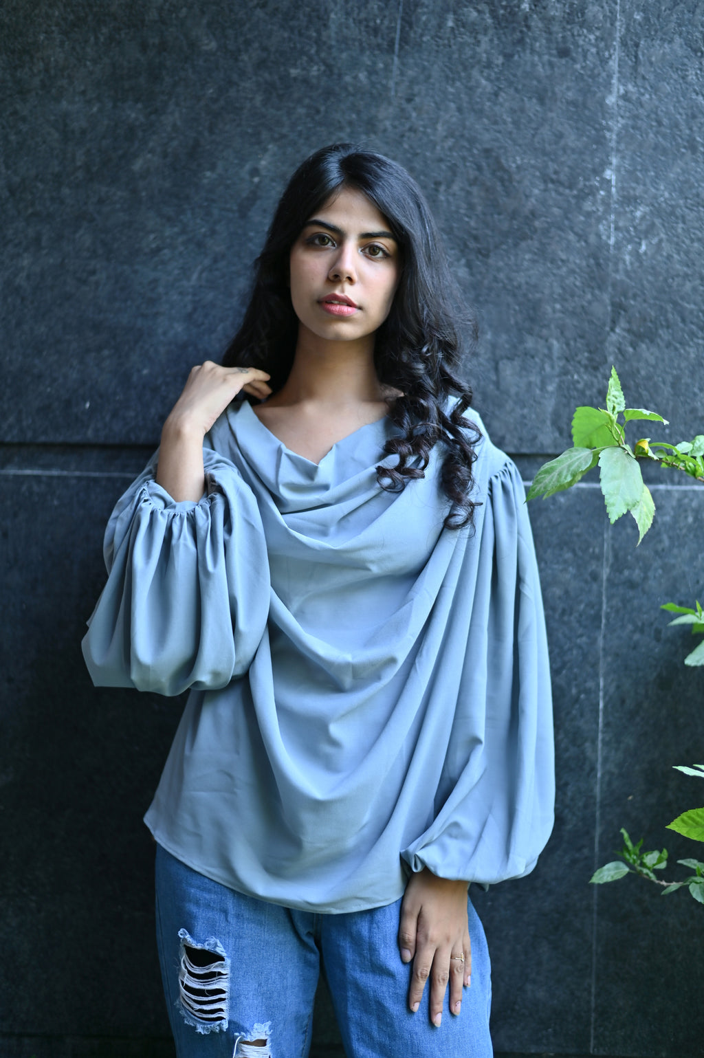 Grey Cowl Top