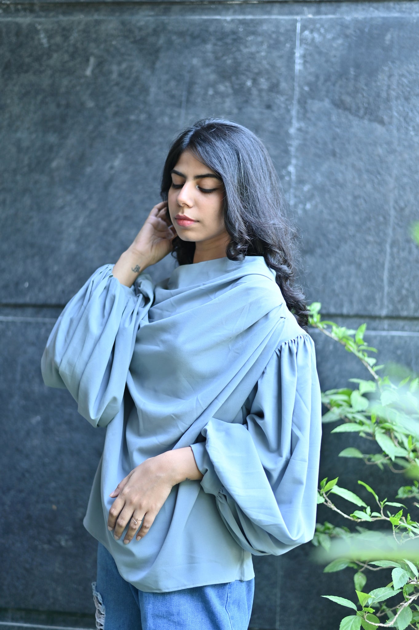 Grey Cowl Top
