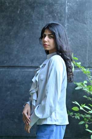 Silver Grey Band Top