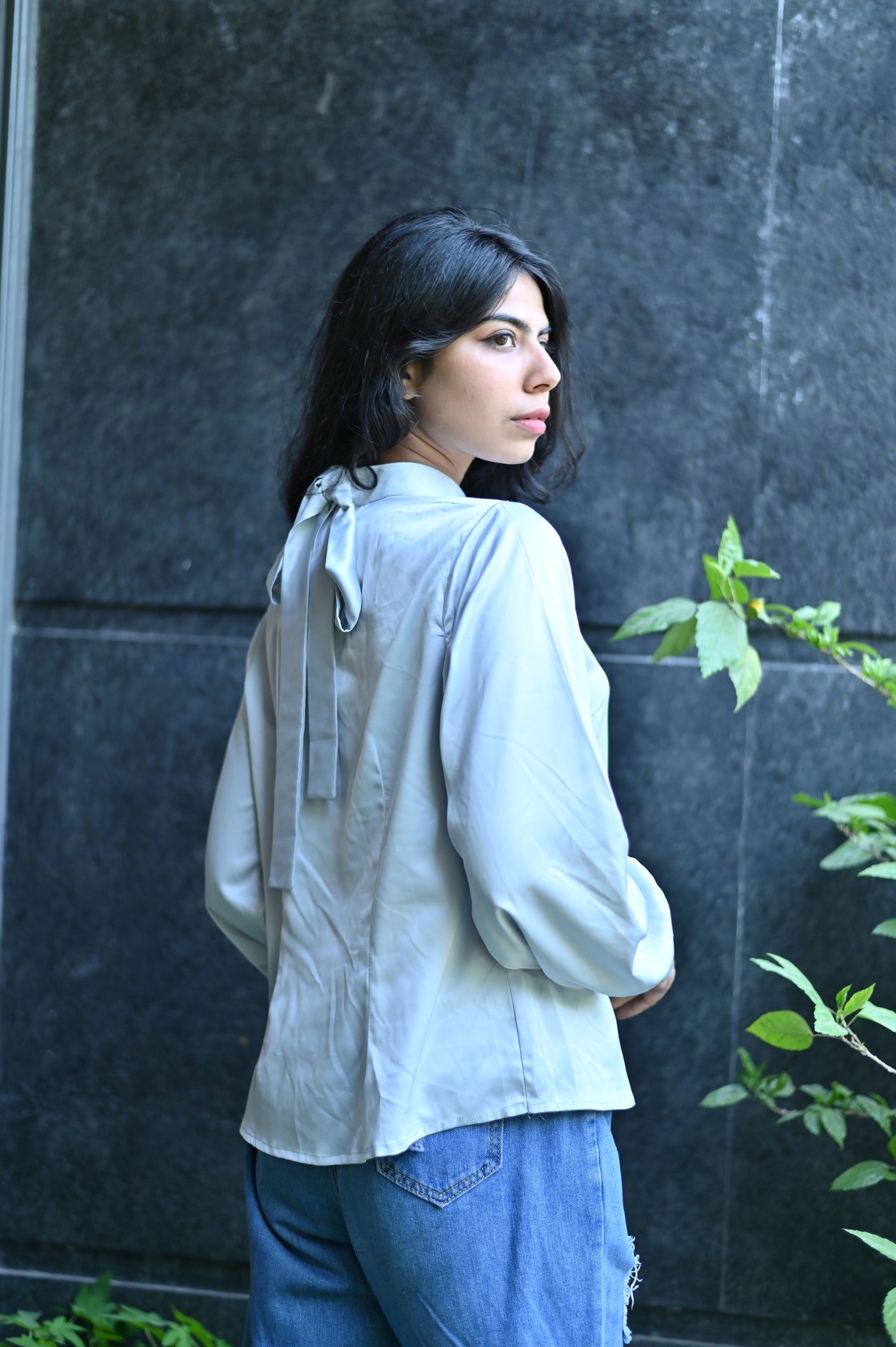 Silver Grey Band Top