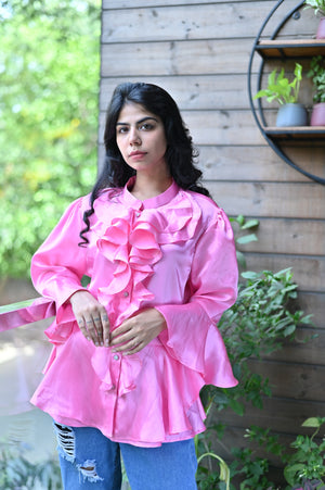 All Over Pink Ruffle Top