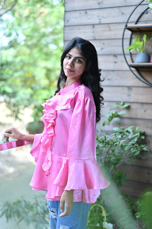 All Over Pink Ruffle Top