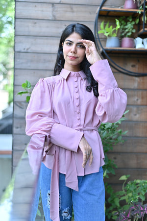 Mauve Buttoned Top